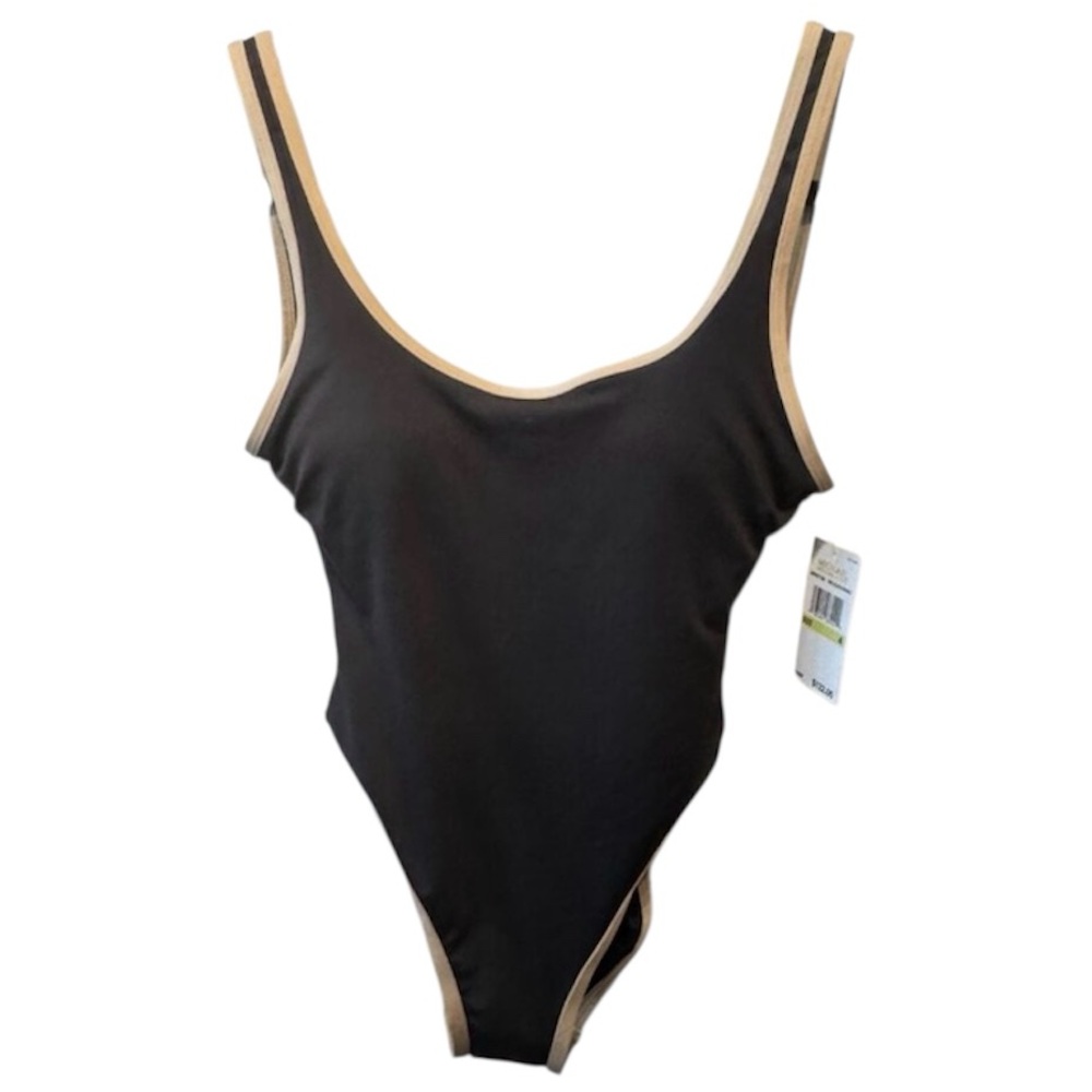 NWT Michael Kors Black Khaki One Piece Swimsuit